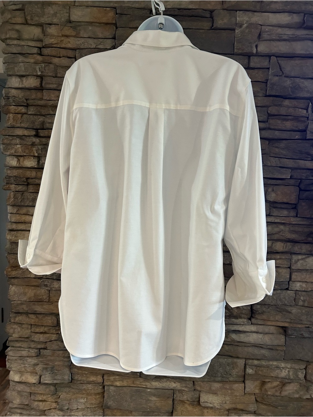 Chico’s Cotton ButtonDown White Shirt with watercolor floral print size 2 Large - Picture 5 of 6